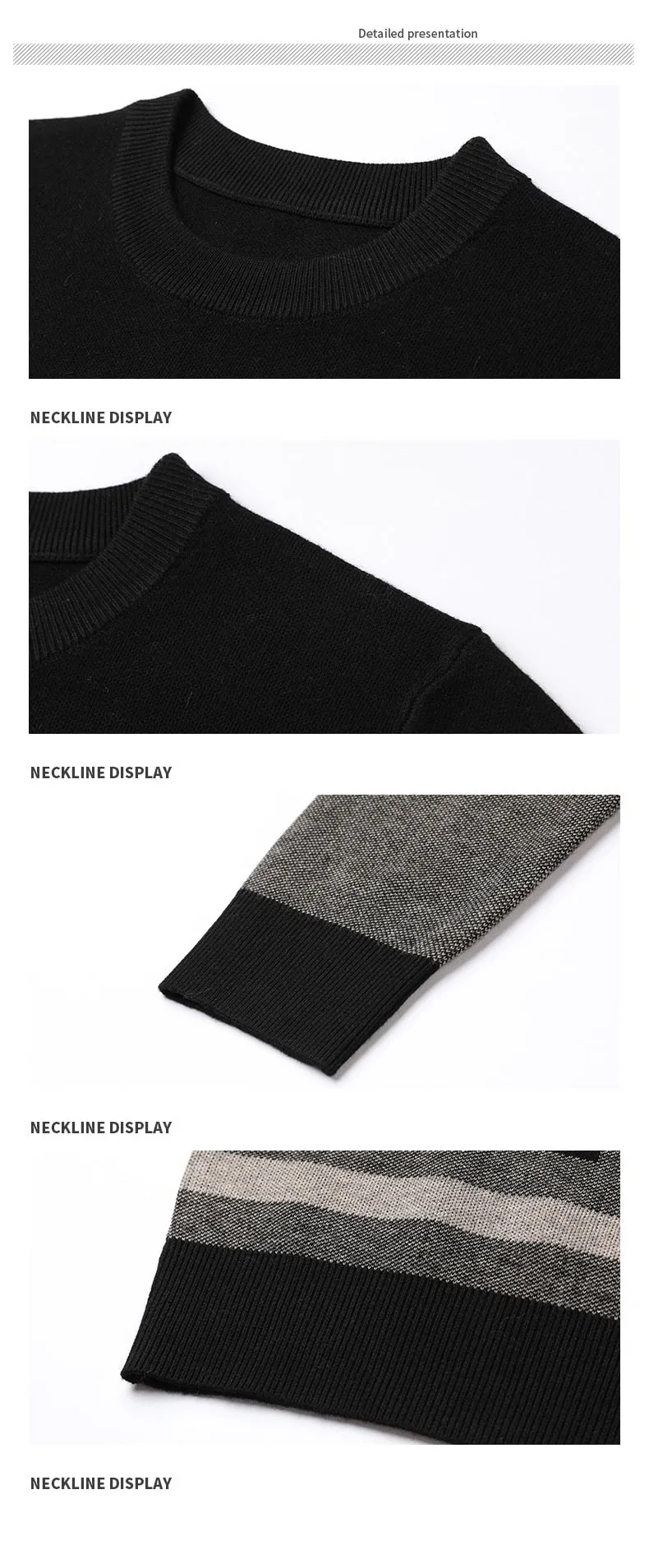 2021 New Fashion High Designer Brand Mens Knit Black Wool Pullover Sweater Crew Neck Autum Winter Casual