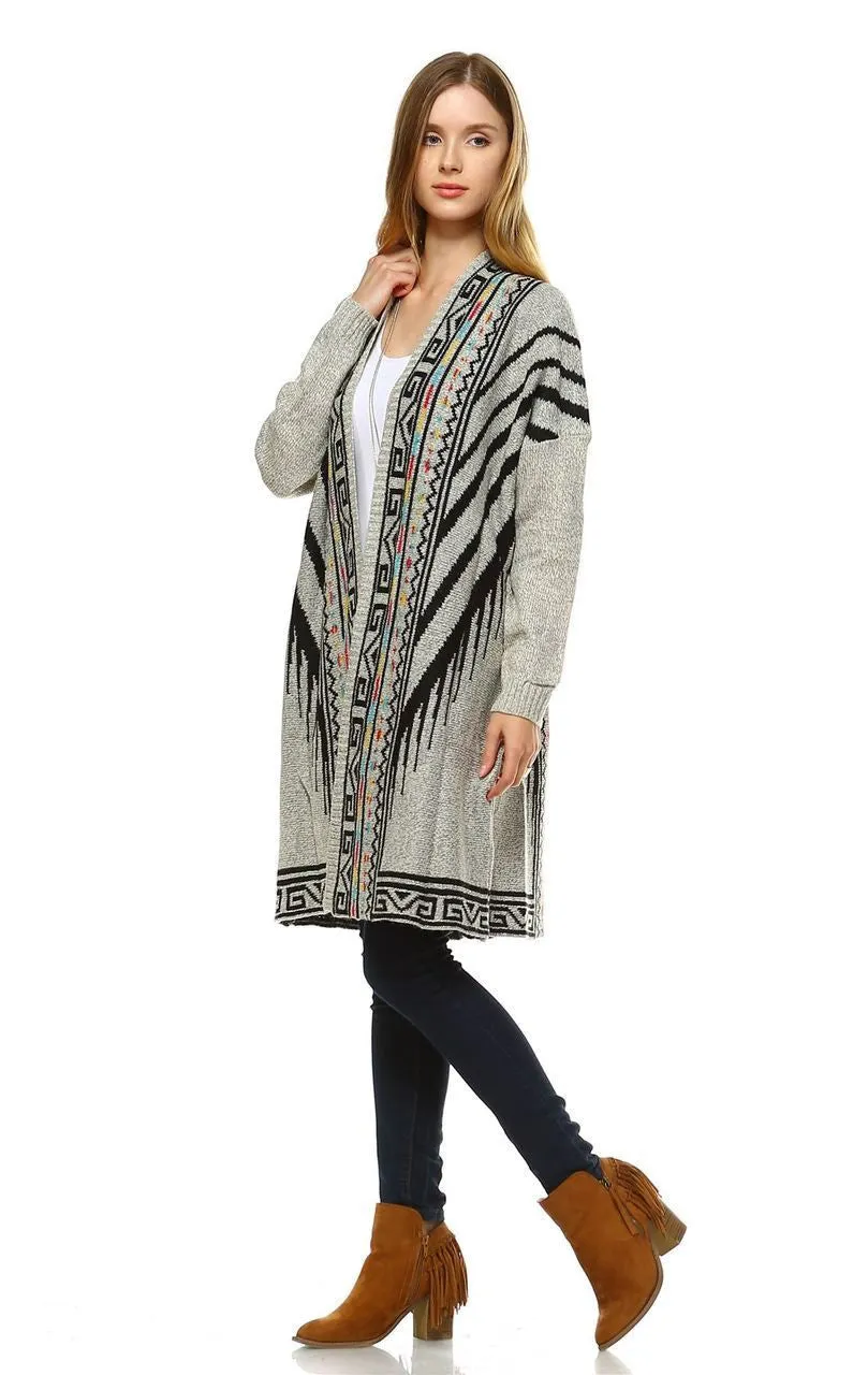 Aztec Cardigan Tribal Sweater Indian Leopard Beige