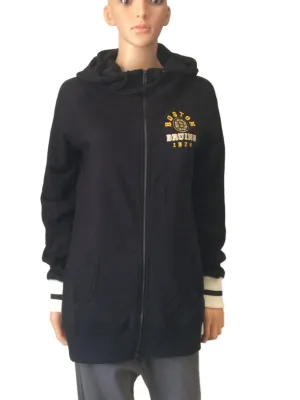 Boston Bruins SAAG WOMENS Black LS Extra Long Full Zip Hooded Jacket (M)