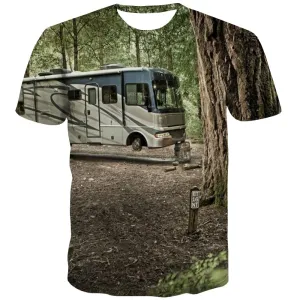 Camping T shirts Men Sunset Tshirts Cool Forest T-shirts 3d Flame Tshirts Casual