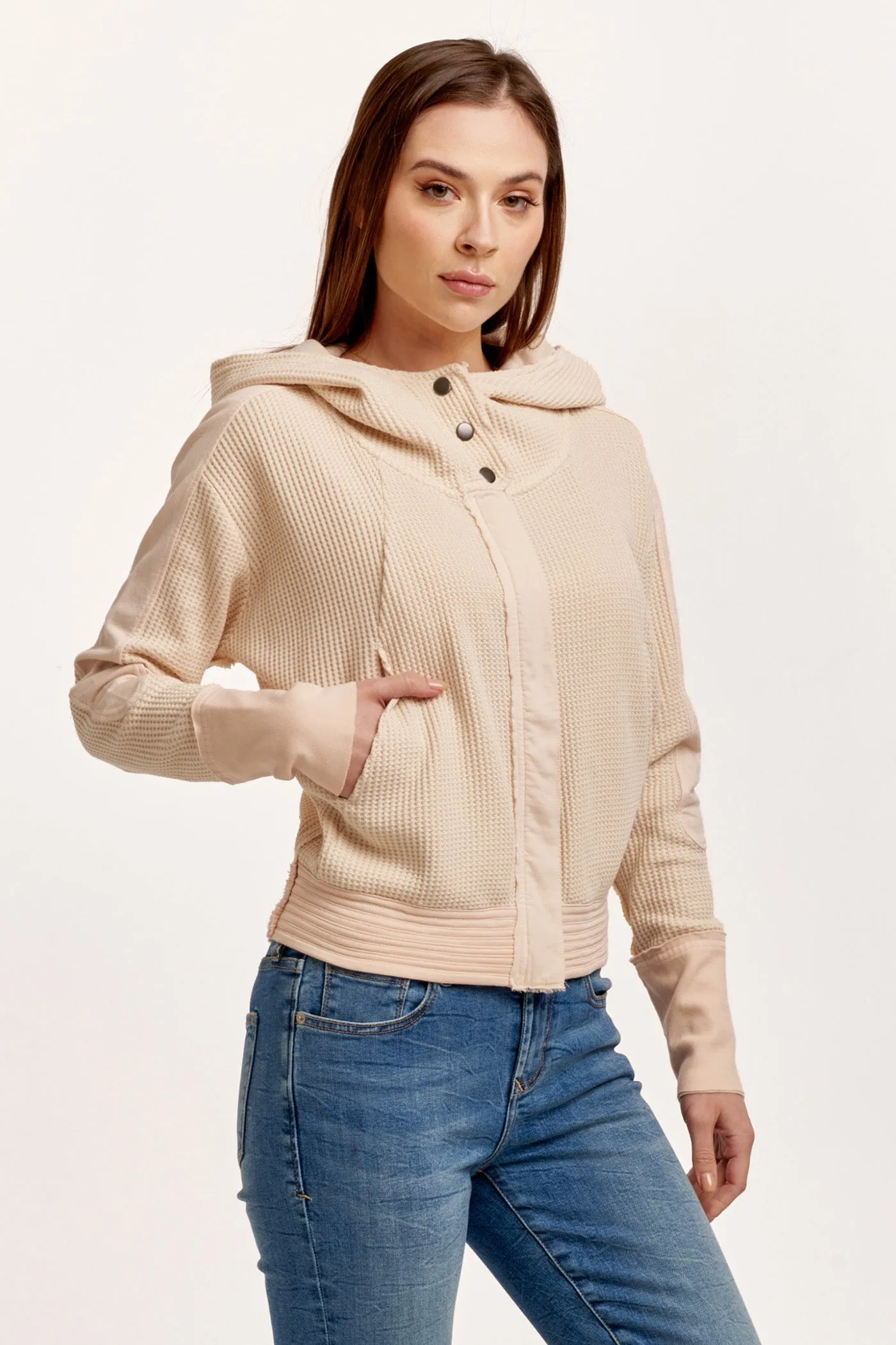 CARLY ZIP UP LONG SLEEVE JACKET CREAM