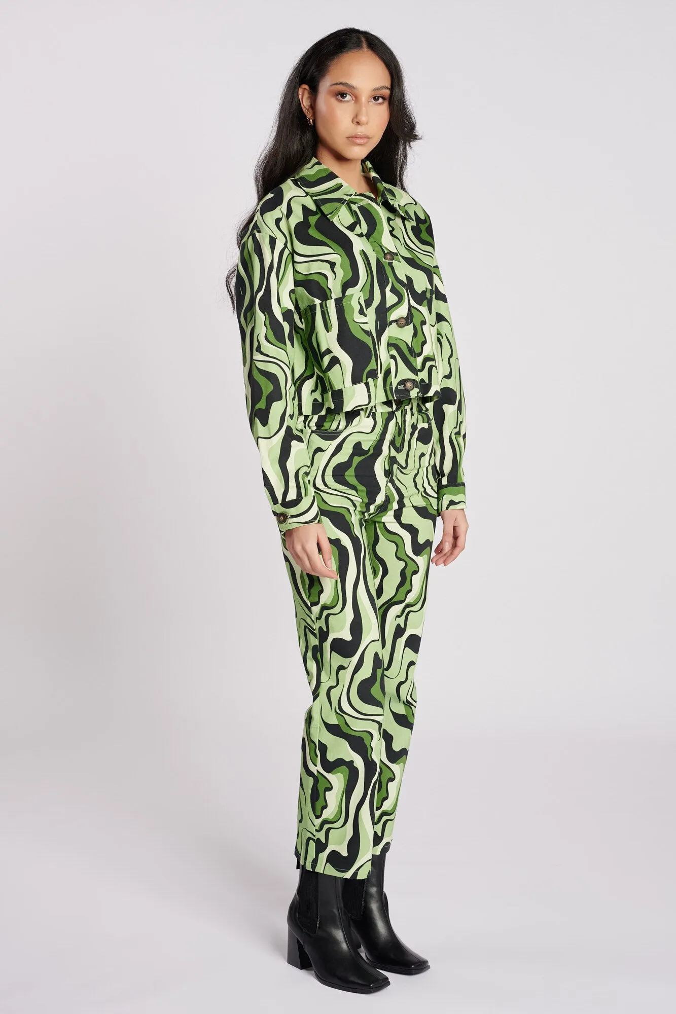 Certified Organic Swirl Print Shacket