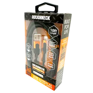 Charging Cable Roughneck USB to Lightning 10FT 2.4 Amp - 3 Pieces Per Pack 24567