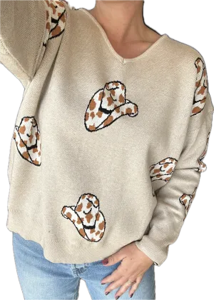 Cheetah Cowboy Hat Sweater