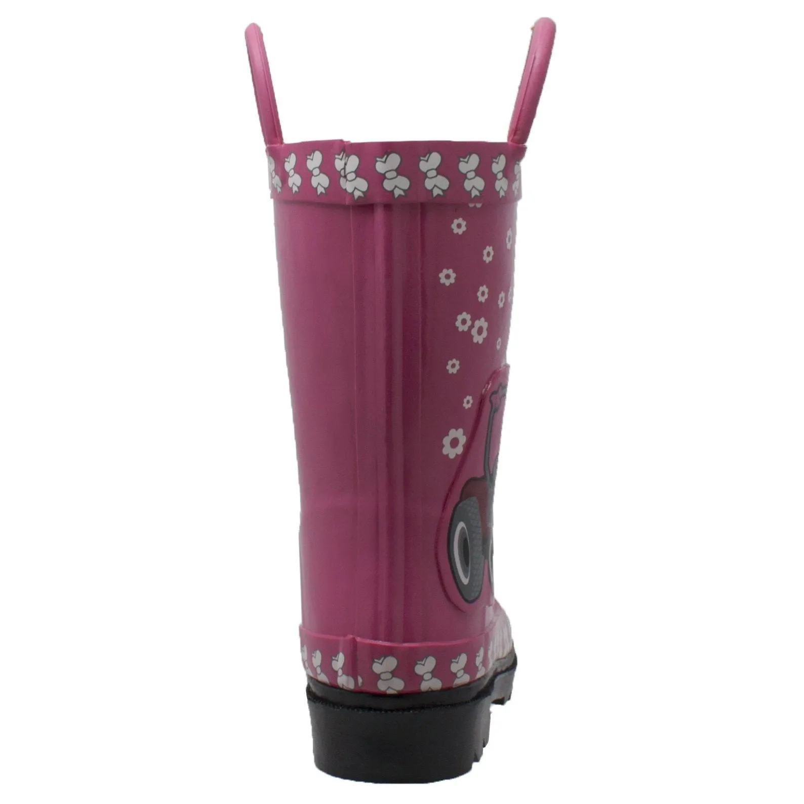 Children's 3D Tractor Pink Rain Rubber Boots