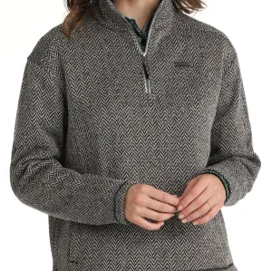 Cinch Women's Gray Herringbone 1/4 Zip Pullover