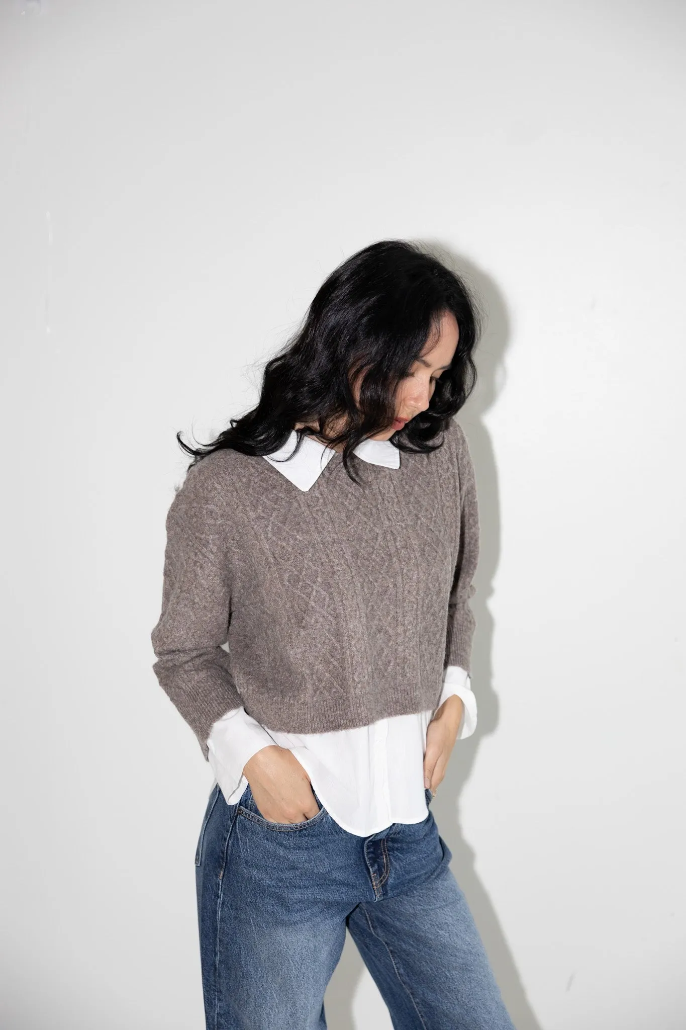 Classic Layered Cable-Knit Sweater