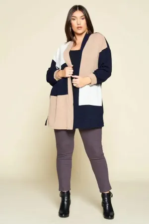 Color Block Curvy Girl Cardigan