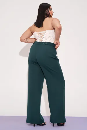 Deep Pine Curve Wide Leg Adjustable Korean Pants