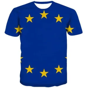 Eu Flag T shirts Men Europe T-shirts 3d Blue Shirt Print Star Tshirt Printed Harajuku T shirts Funny Short Sleeve summer