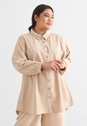 Felicia Formal Work Button Shirt - Khaki