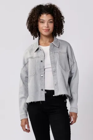 GINA CROPPED DENIM BOXY JACKET DOVEY