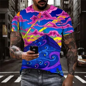 Hippie T shirt Men Cloud T-shirts 3d Galaxy Funny T shirts Colorful Tshirt Printed