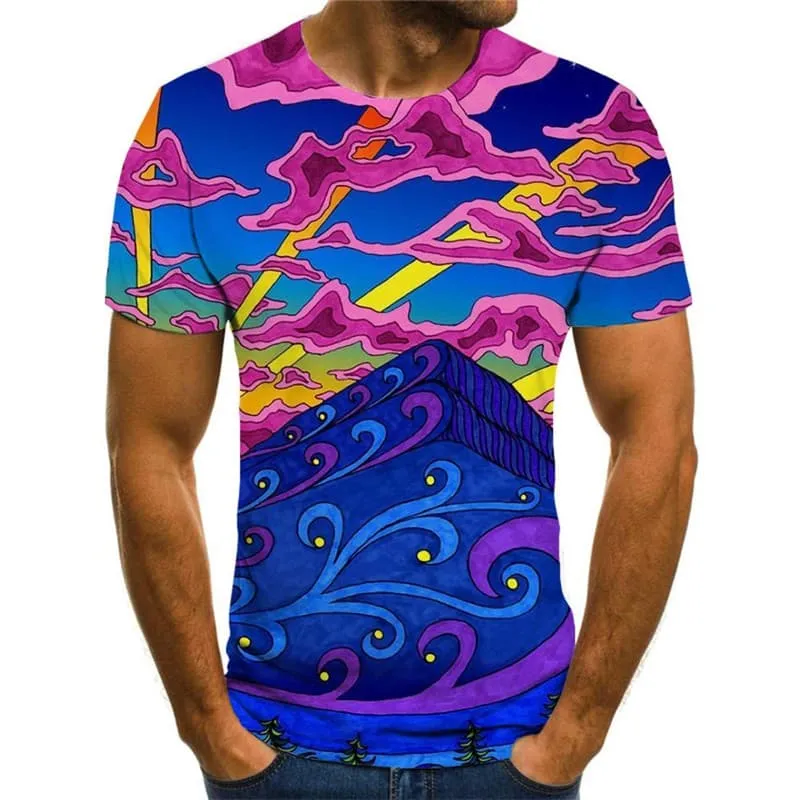 Hippie T shirt Men Cloud T-shirts 3d Galaxy Funny T shirts Colorful Tshirt Printed