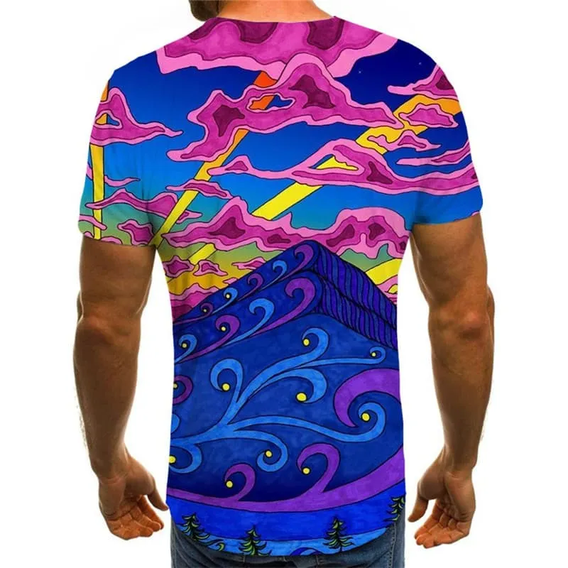 Hippie T shirt Men Cloud T-shirts 3d Galaxy Funny T shirts Colorful Tshirt Printed