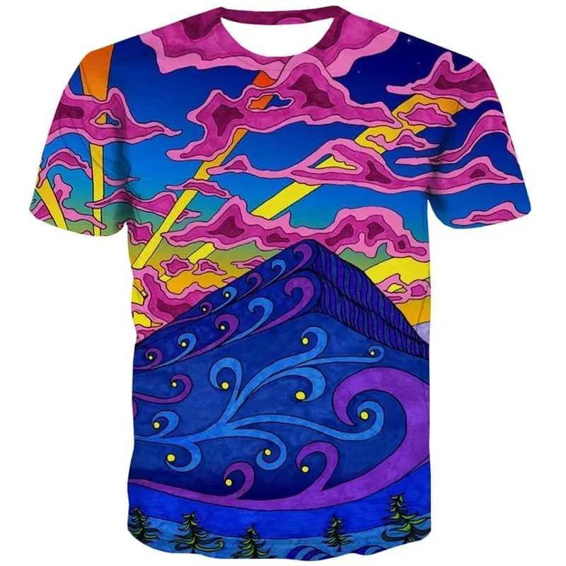 Hippie T shirt Men Cloud T-shirts 3d Galaxy Funny T shirts Colorful Tshirt Printed