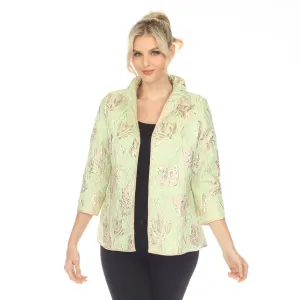 IC Collection Metallic Floral Jacquard Jacket in Green - 4672J-GN