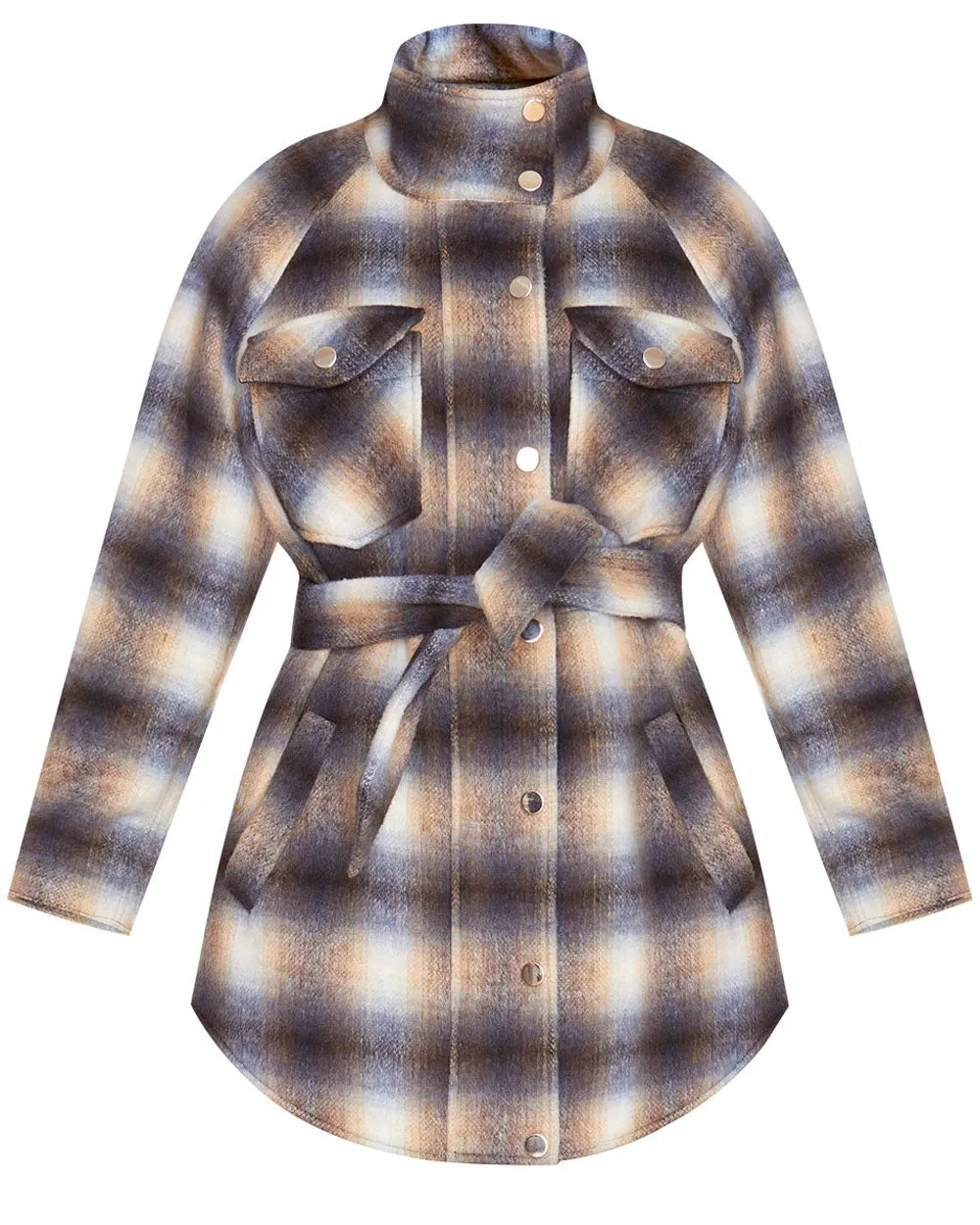 Khaki Plaid Belted Amari Jacket