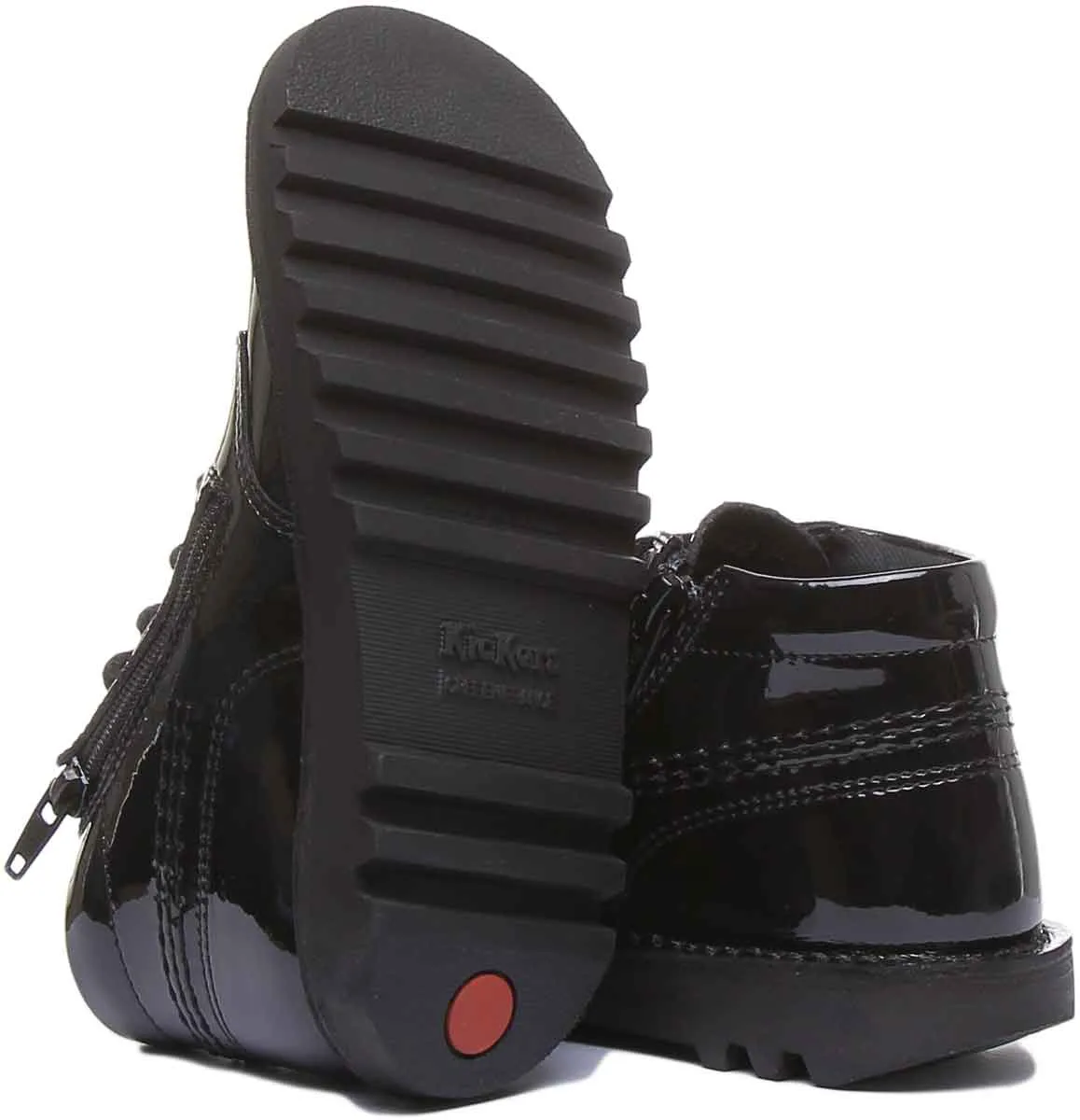 Kickers Kick Hi Zip In Black Patent in Infants UK Size 5 - 12