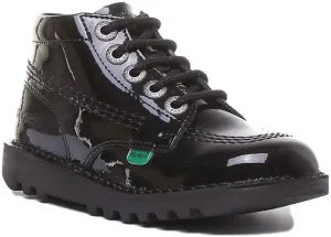 Kickers Kick Hi Zip In Black Patent in Infants UK Size 5 - 12