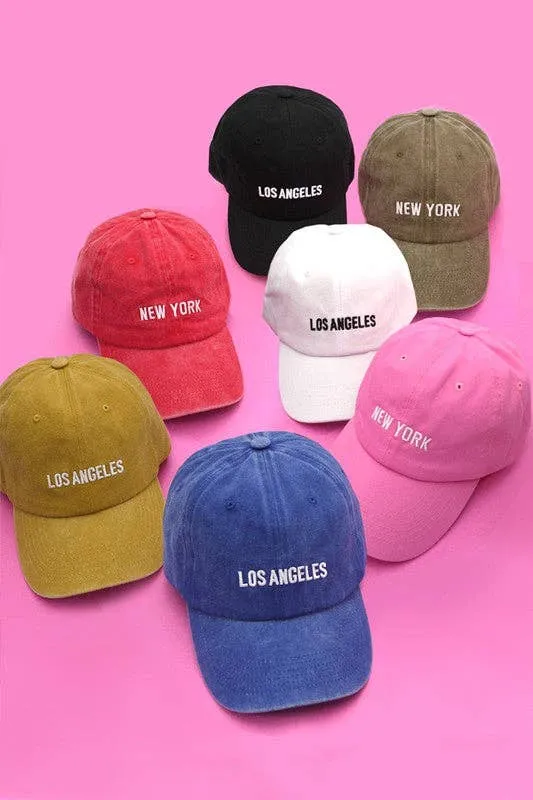 LOS ANGELES NEW YORK BASEBALL CAP HAT: LA BLACK