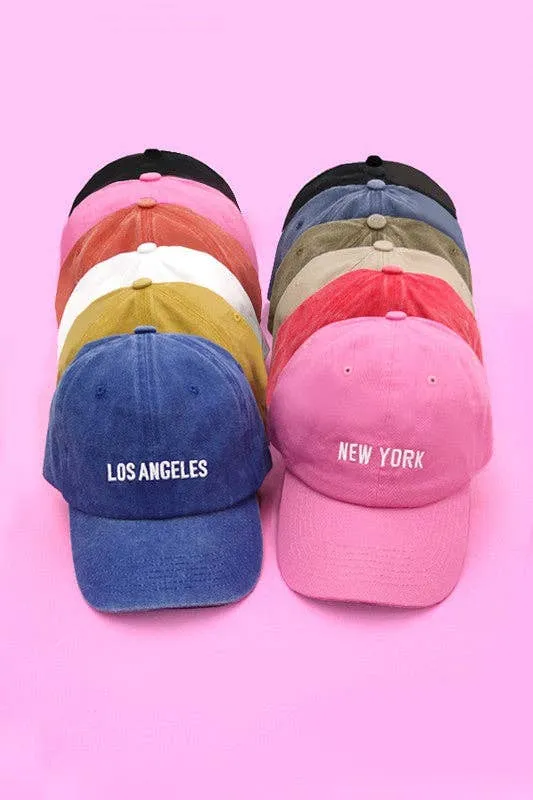 LOS ANGELES NEW YORK BASEBALL CAP HAT: LA BLACK