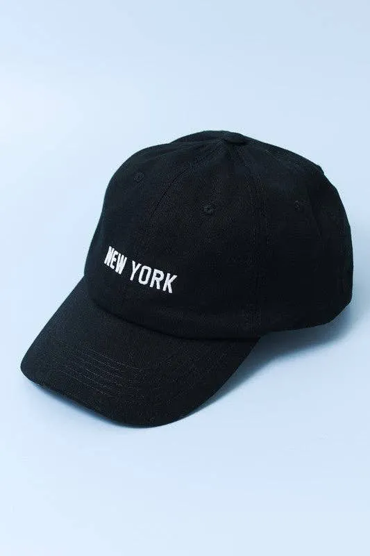 LOS ANGELES NEW YORK BASEBALL CAP HAT: LA BLACK