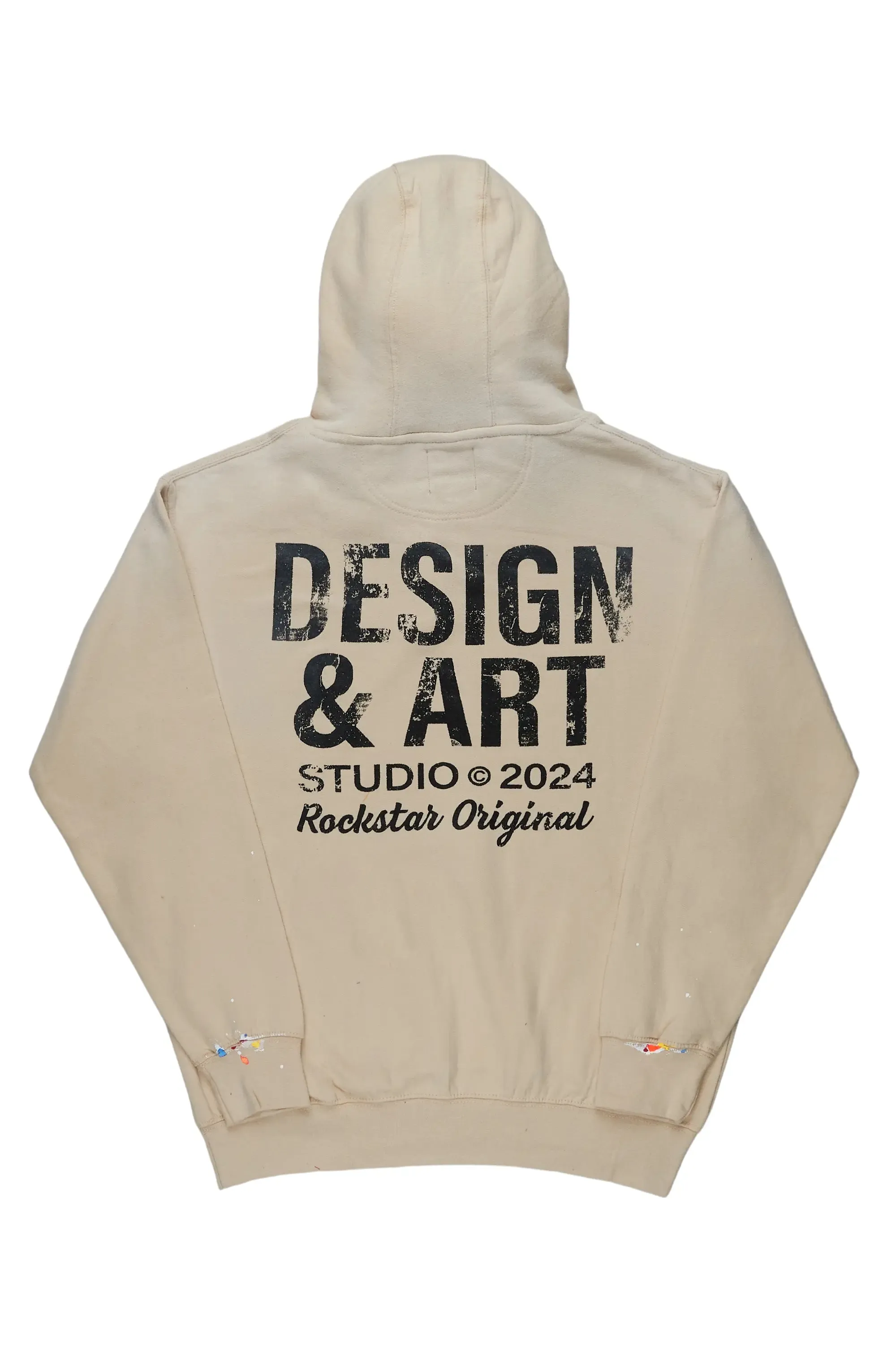 Mancha Beige Graphic Hoodie