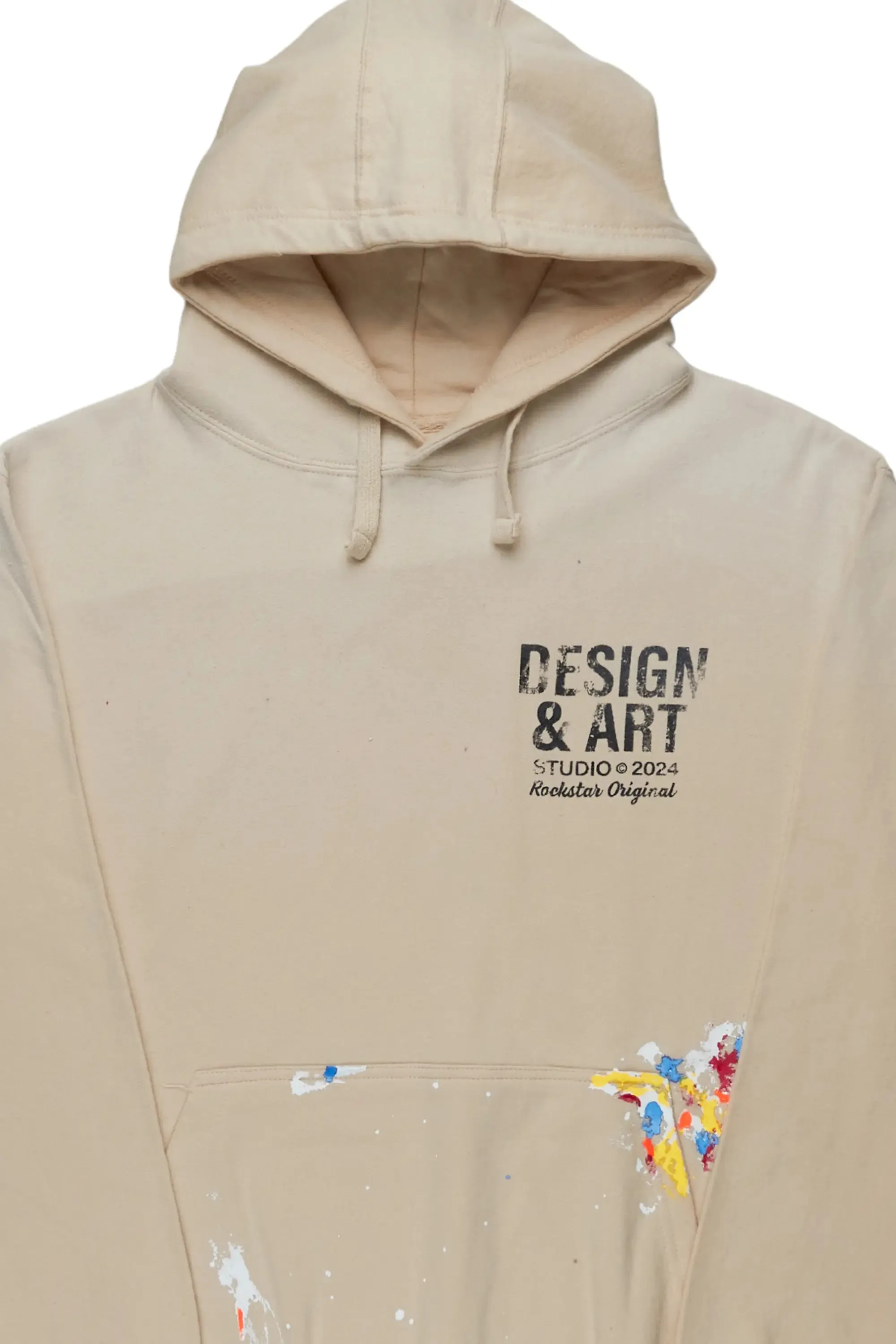 Mancha Beige Graphic Hoodie