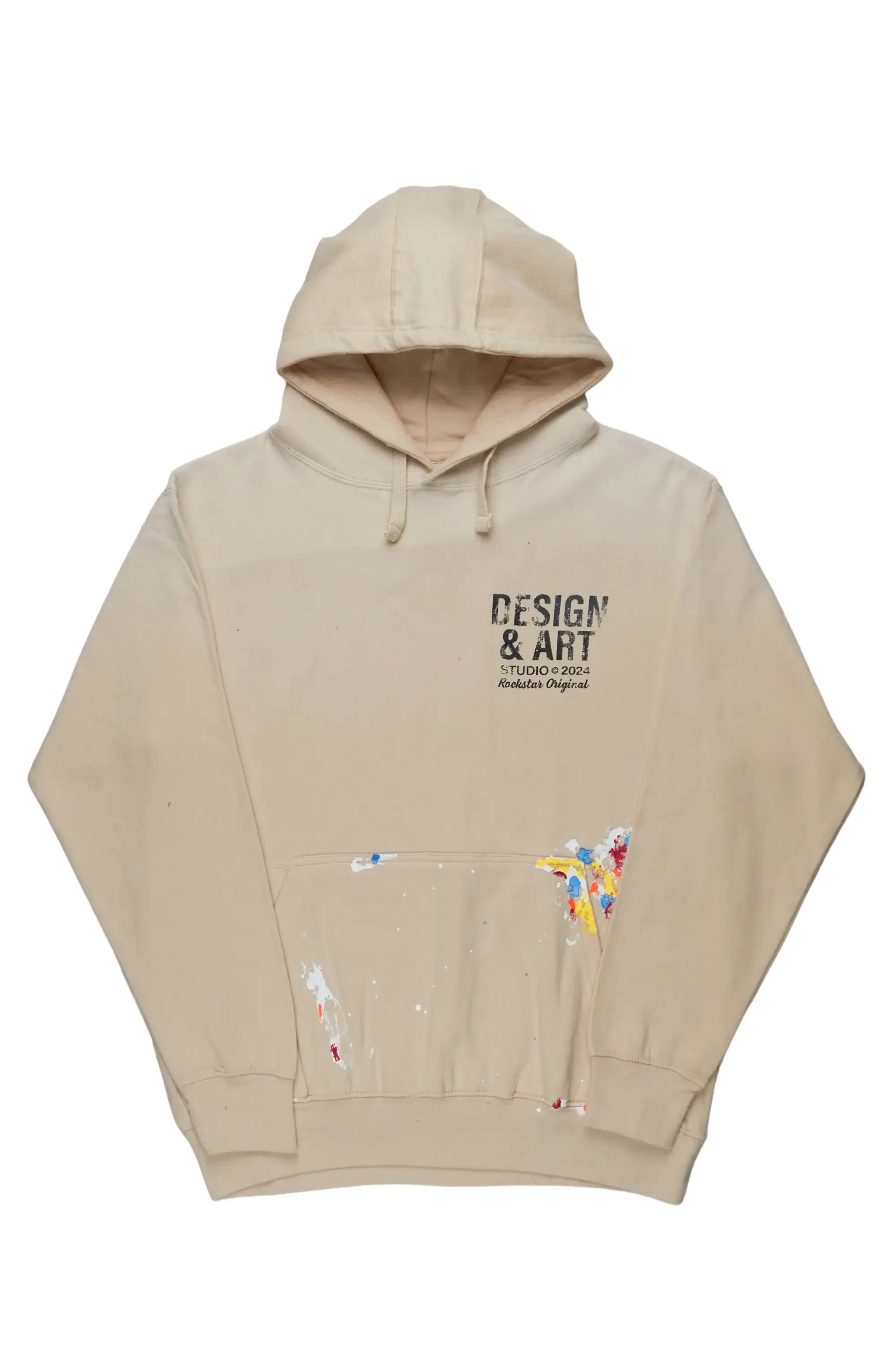 Mancha Beige Graphic Hoodie