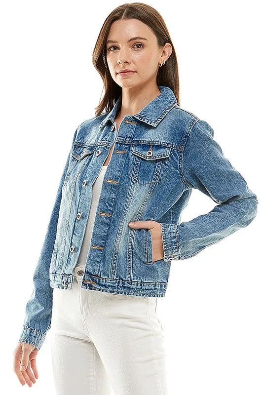 Medium Wash Cotton Denim Jacket