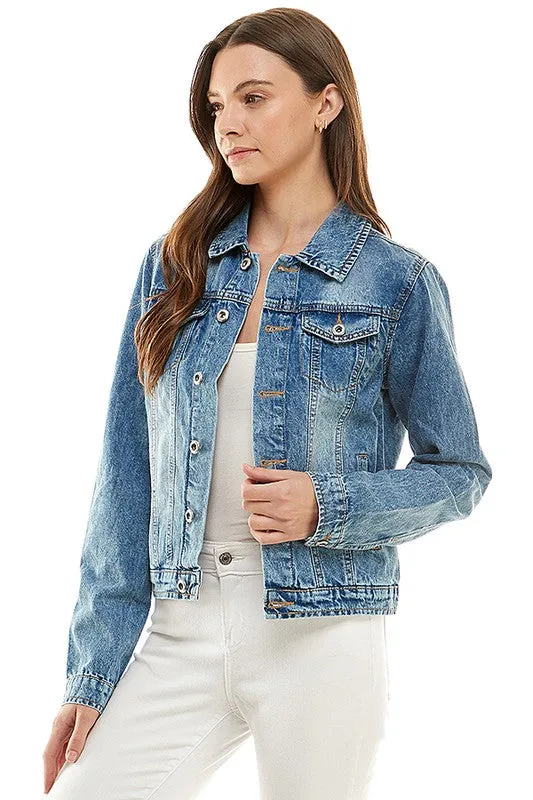 Medium Wash Cotton Denim Jacket