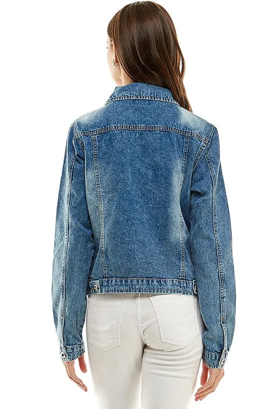 Medium Wash Cotton Denim Jacket