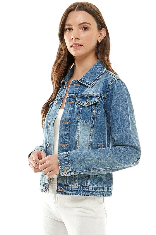 Medium Wash Cotton Denim Jacket