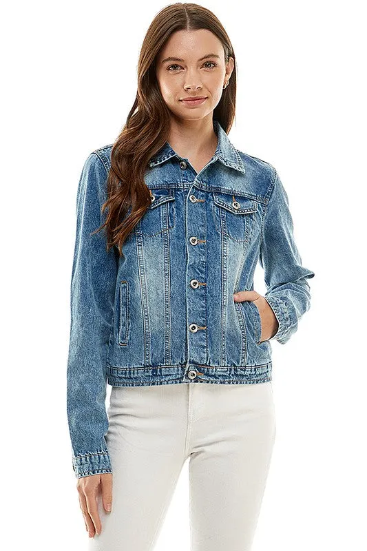 Medium Wash Cotton Denim Jacket