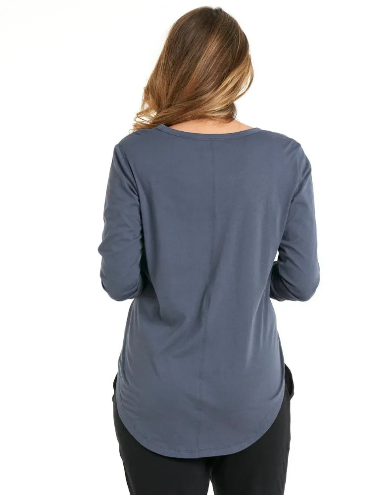 Megan Long Sleeve Top - Indi Blue