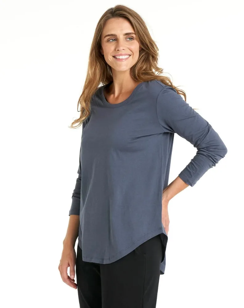 Megan Long Sleeve Top - Indi Blue