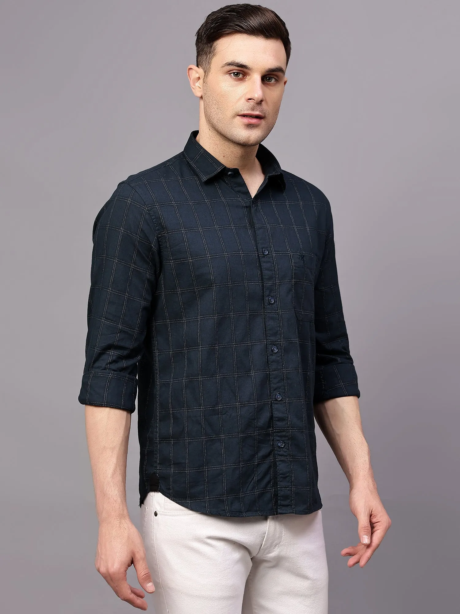 Men's Dark Green Casual Medium Checks Half sleeve Shirt