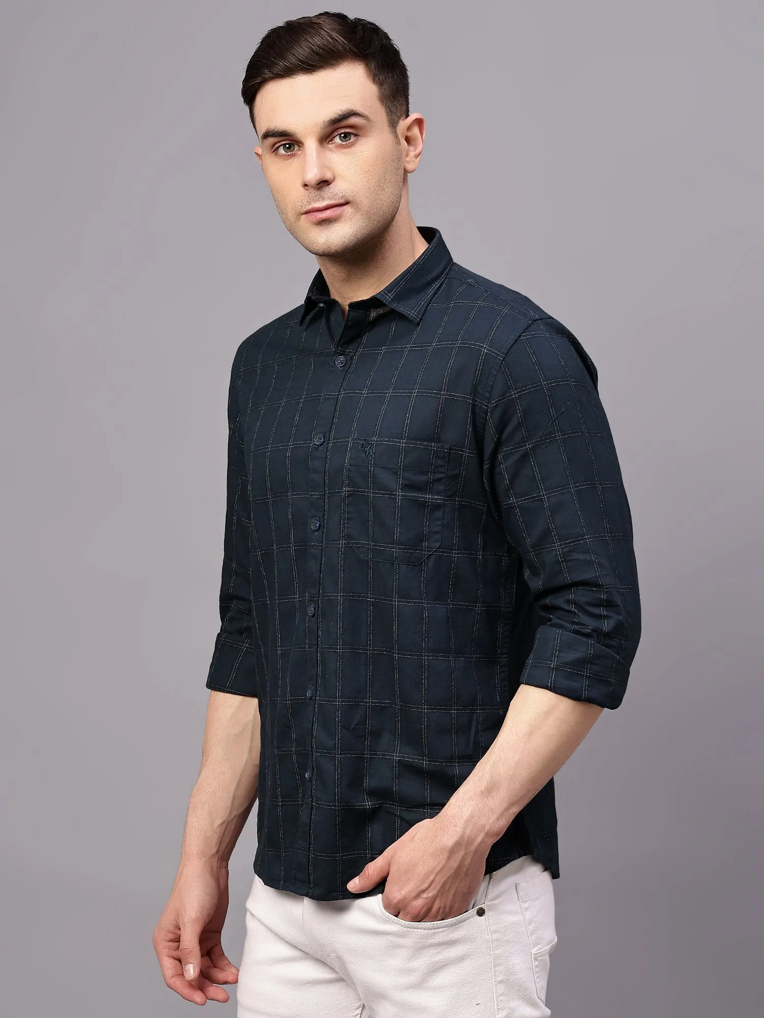 Men's Dark Green Casual Medium Checks Half sleeve Shirt