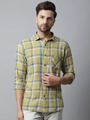 Men's Light Green Casual Big Checks Full Sleeve Shirt