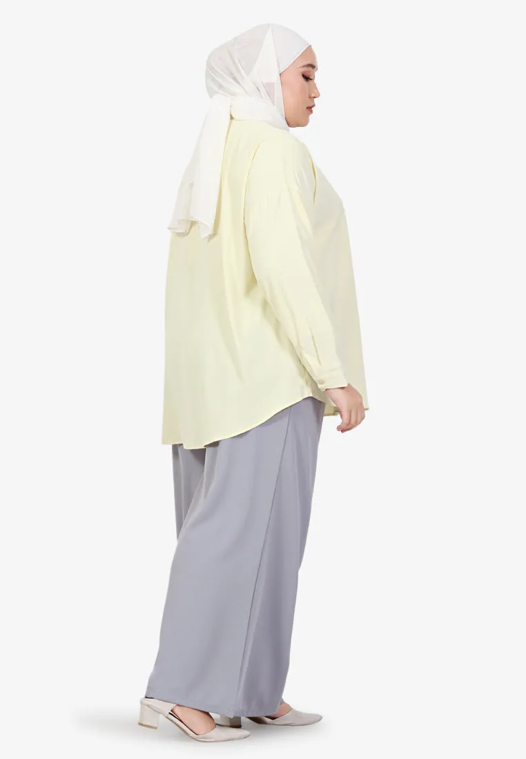 Mica Minimalist Work Button Shirt - Light Yellow