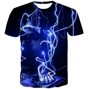 Music T shirts Men Instrument T-shirts 3d Retro Tshirts Cool Electronic Shirt Print