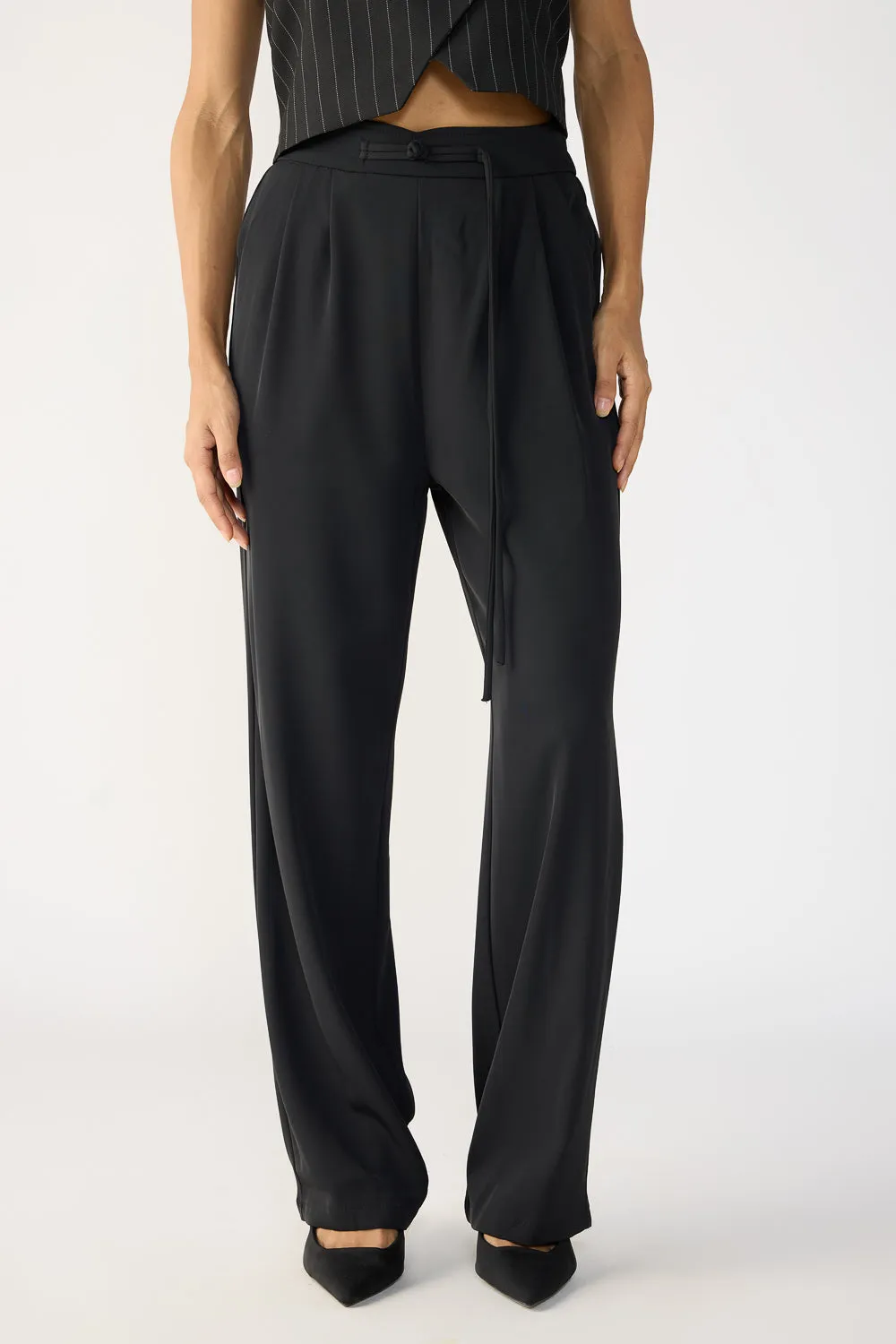 Nordic Black Knotted Korean Pants