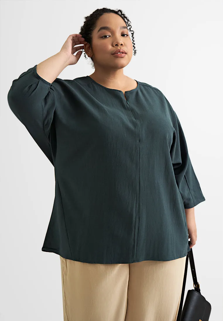 Omana Breathea Collection Linen 3/4 Sleeve Blouse