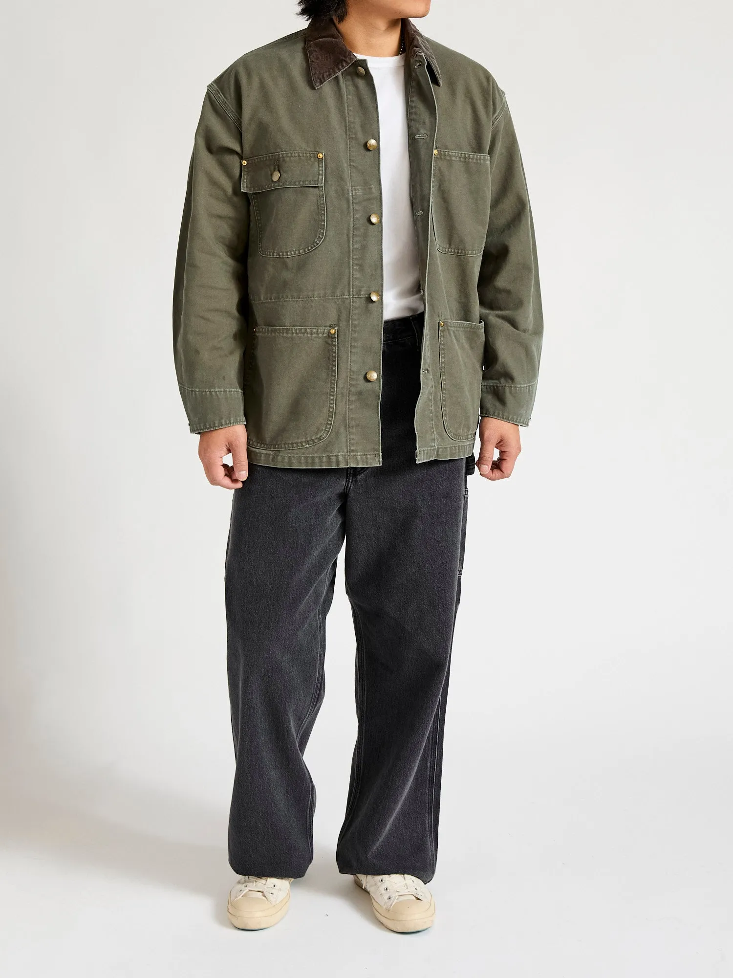 Relaxed Fit Canvas Coverall in Army Green