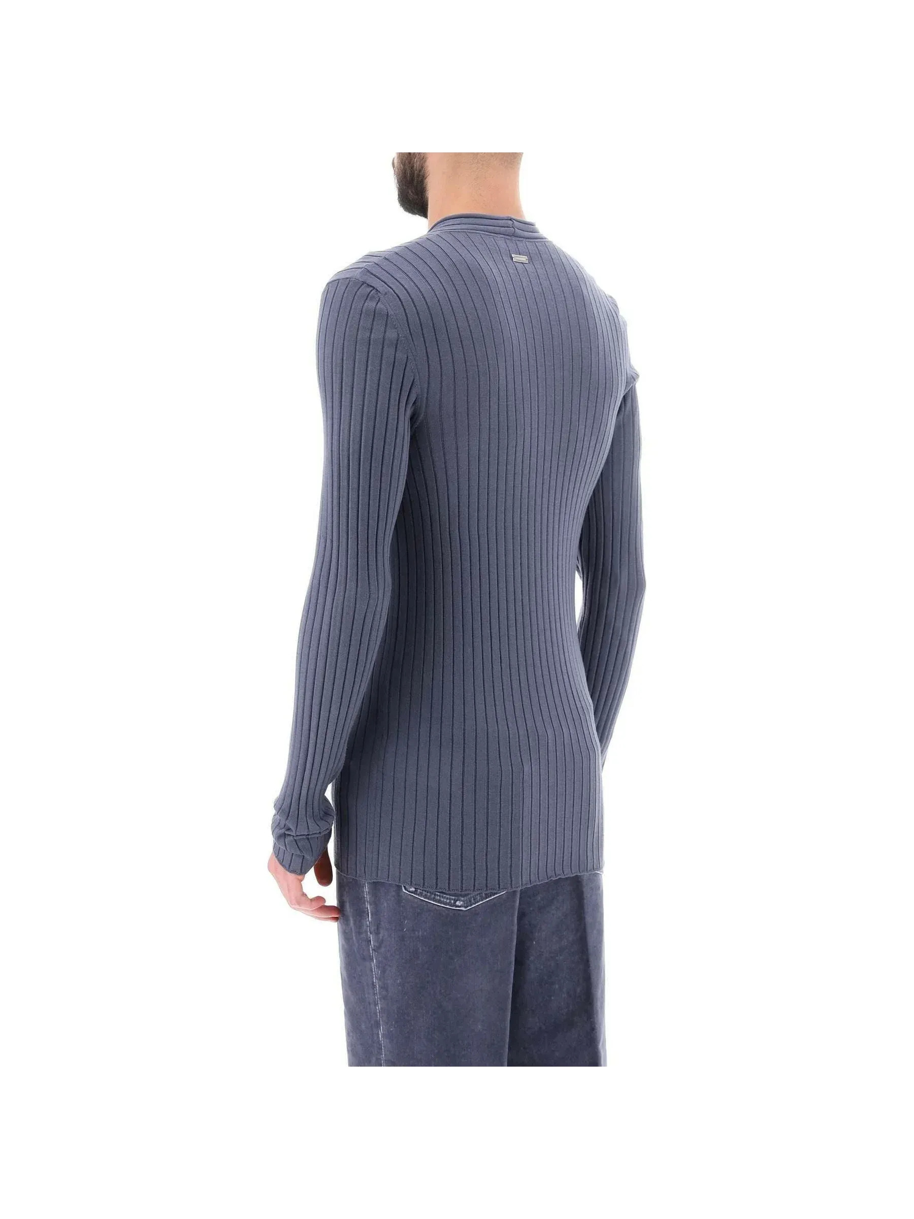 Ribbed V-Neck Organic Cotton Sweater