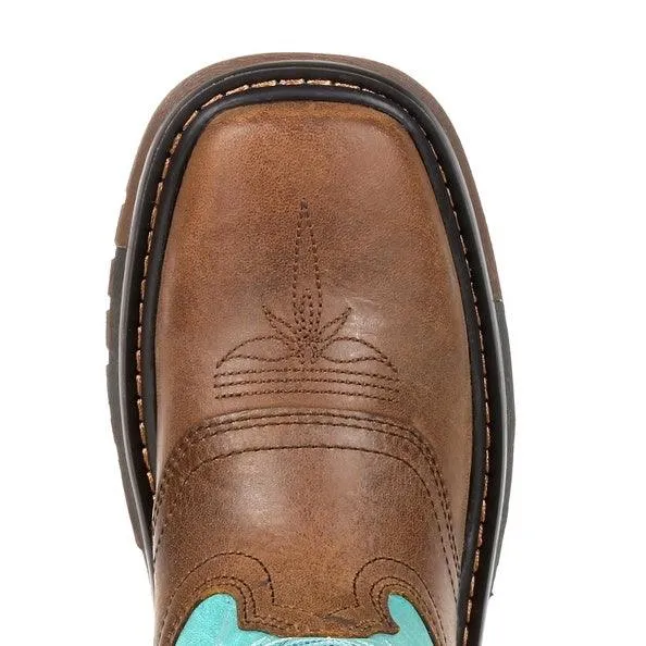 Rocky Children’s and Youth Original Ride Brown & Teal Western Boots RKW0299