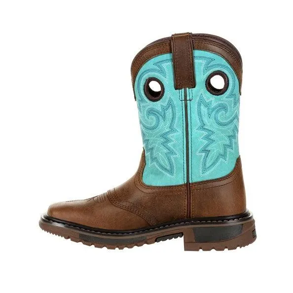 Rocky Children’s and Youth Original Ride Brown & Teal Western Boots RKW0299