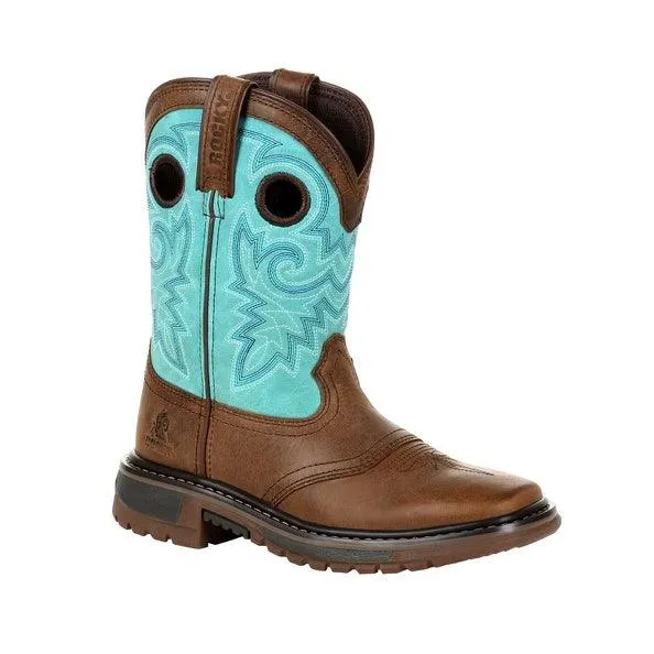 Rocky Children’s and Youth Original Ride Brown & Teal Western Boots RKW0299