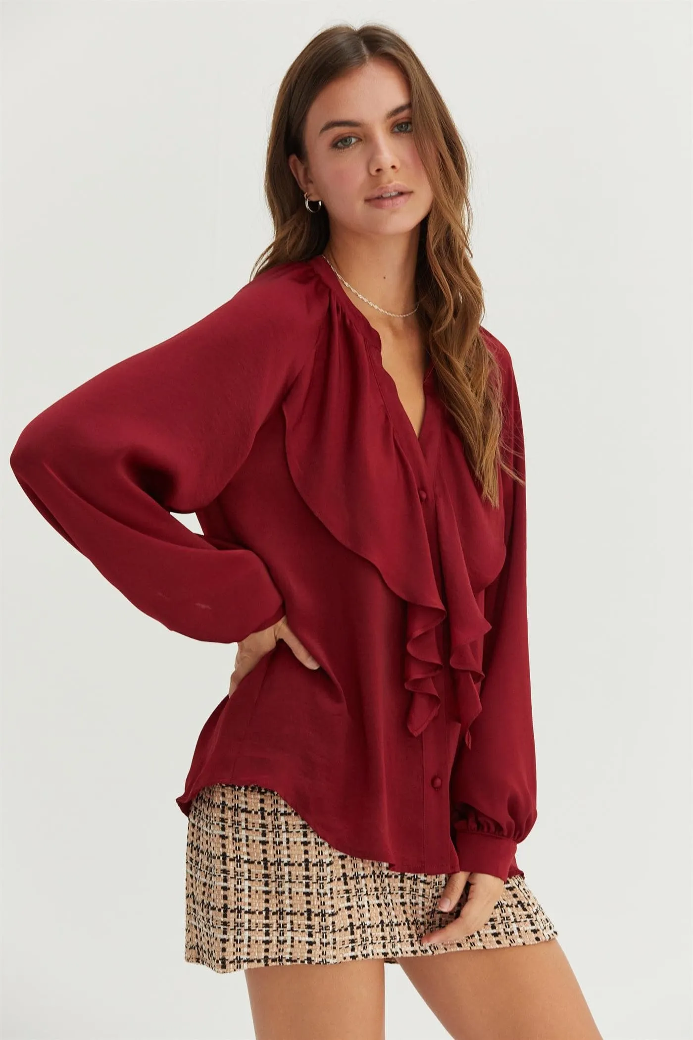 Ruffled Long Sleeve Blouse